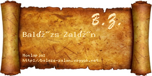 Balázs Zalán névjegykártya
